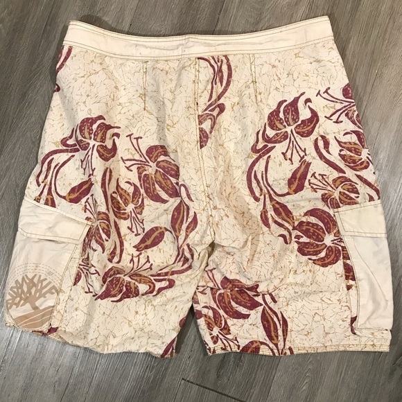 Timberland Palm Print Lace Up Swim Trunks size 40 - Picture 5 of 5